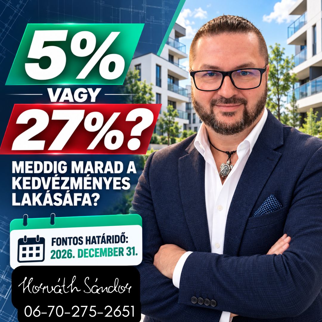 Az új építésű ingatlan vásárlása előtt ma már nemcsak a négyzetméterárat, a műszaki tartalmat vagy az átadás időpontját érdemes megvizsgálni. Egyre fontosabb kérdés az is, hogy az ingatlan vételárára 5%-os vagy 27%-os áfa vonatkozik-e.